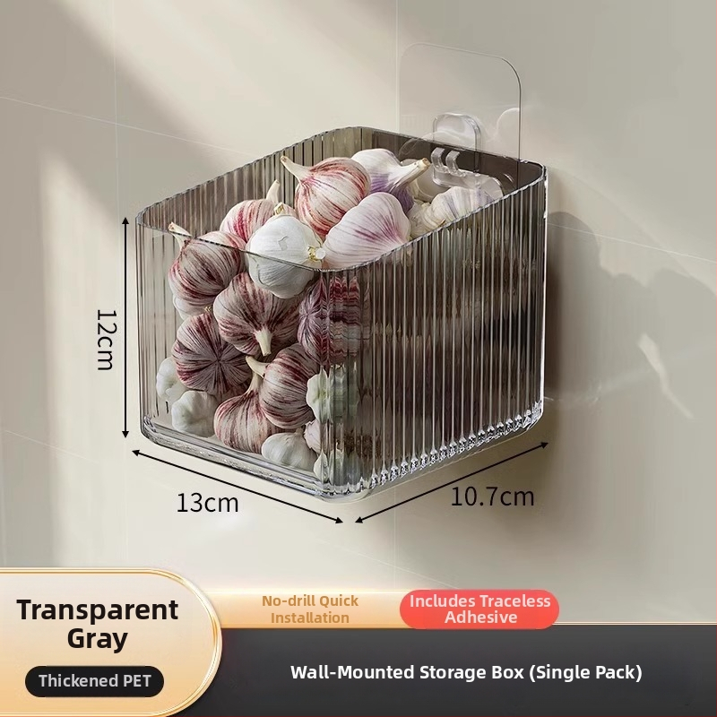 Nástenný kuchynský úložný regál na skladovanie zeleniny — plast MM-WM-150, jednoúrovňový, nosnosť 20, bez vŕtania