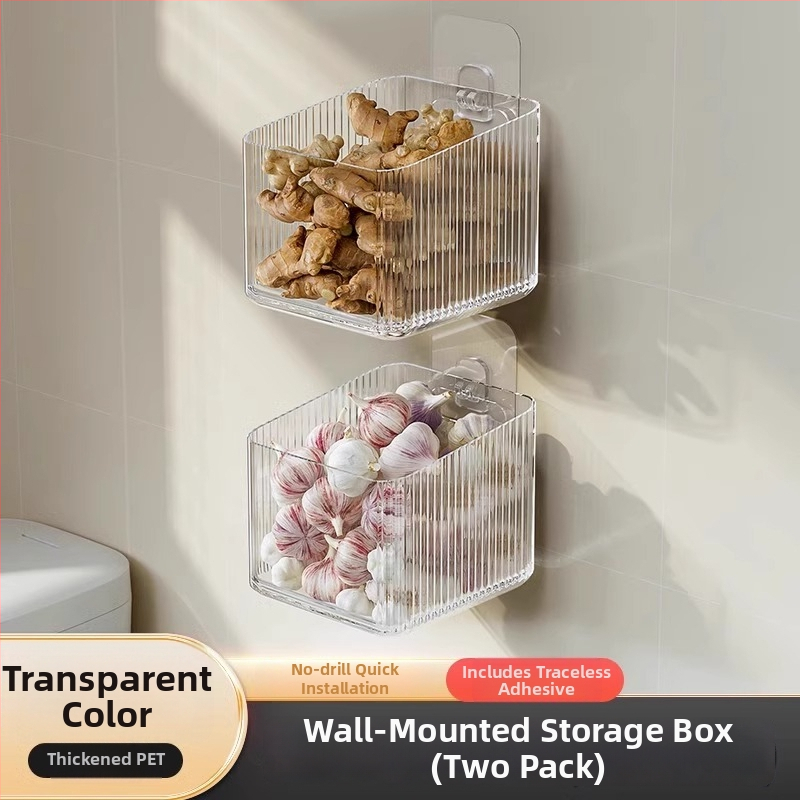 Nástenný kuchynský úložný regál na skladovanie zeleniny — plast MM-WM-150, jednoúrovňový, nosnosť 20, bez vŕtania