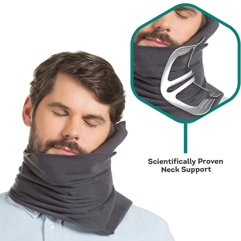 Perna de călătorie în formă de U, umplutură latex, husă din 100% bumbac pentru adulți, greutate sub 0,5 kg.