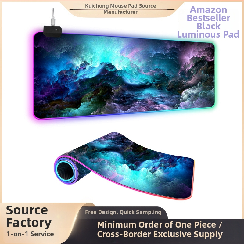 Star Mouse Pad s LED osvetlením, gumovo-textilný materiál, jednostranná, herný e-sport štýl, termotransfer logo