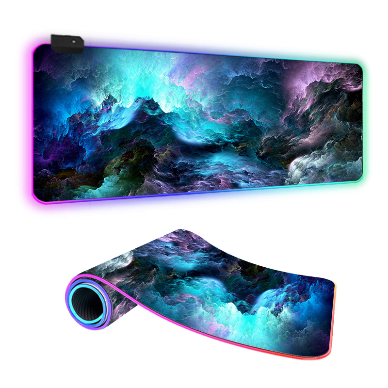 Star Mouse Pad подложка за мишка за бюро с LED осветление, гума и плат, едностранна, игрова е-спорт подложка, термален трансфер, отпечатано лого