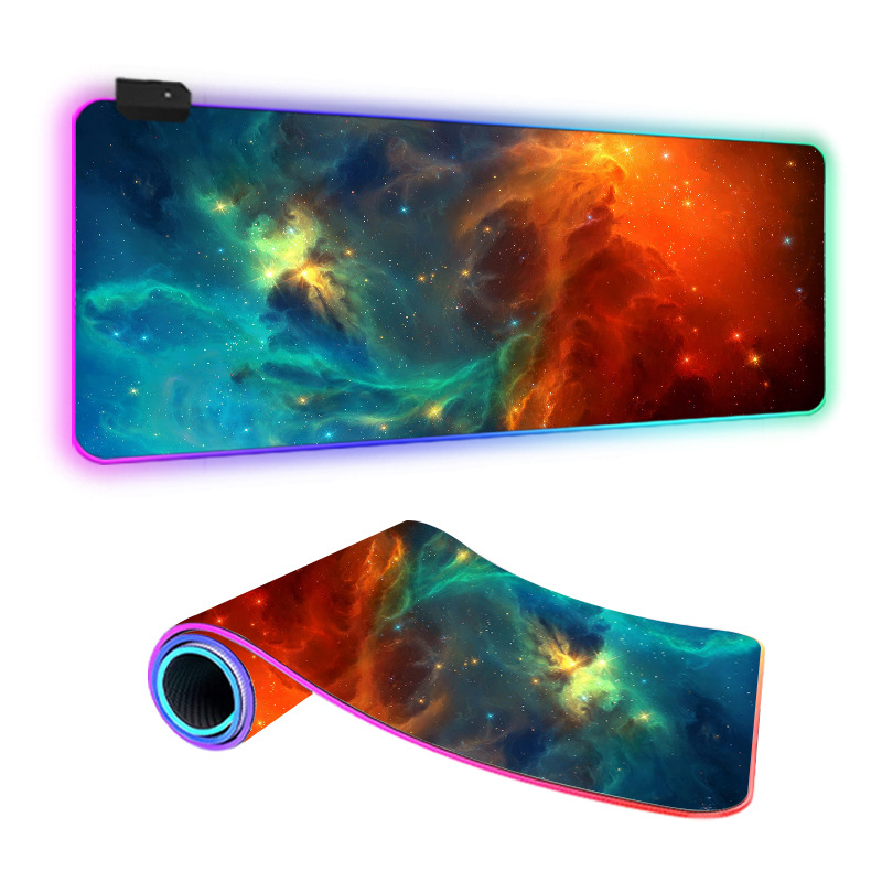 Star Mouse Pad подложка за мишка за бюро с LED осветление, гума и плат, едностранна, игрова е-спорт подложка, термален трансфер, отпечатано лого