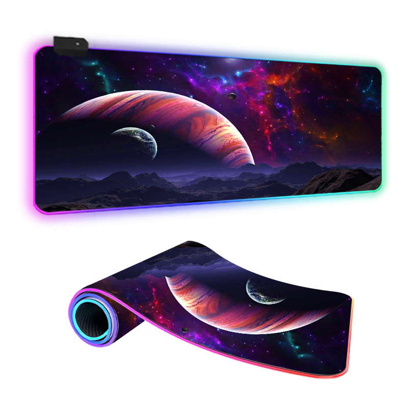 Star Mouse Pad подложка за мишка за бюро с LED осветление, гума и плат, едностранна, игрова е-спорт подложка, термален трансфер, отпечатано лого