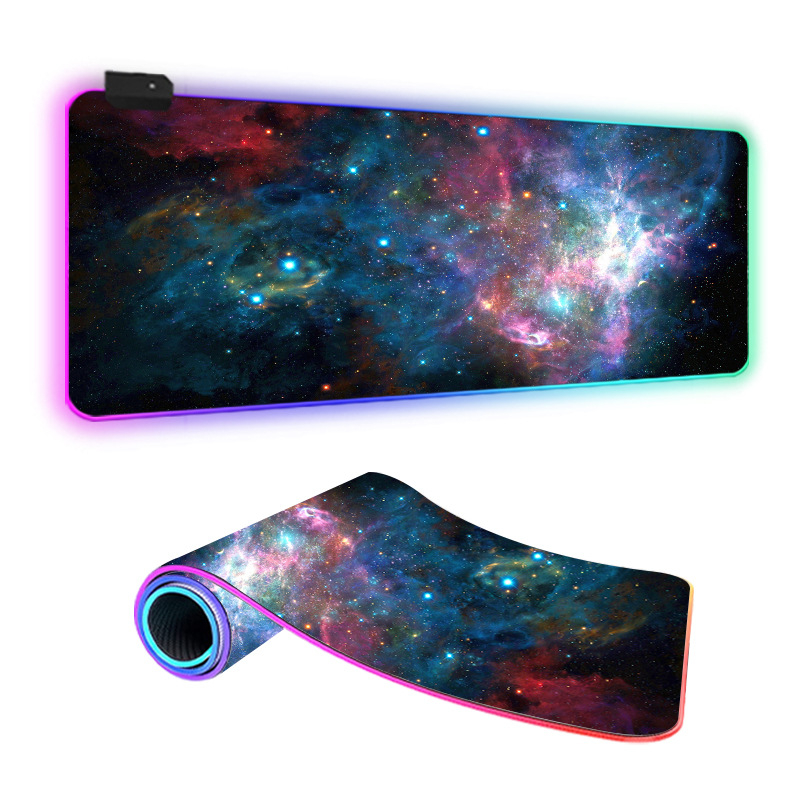 Star Mouse Pad подложка за мишка за бюро с LED осветление, гума и плат, едностранна, игрова е-спорт подложка, термален трансфер, отпечатано лого