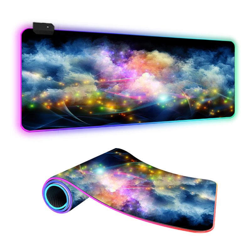 Star Mouse Pad подложка за мишка за бюро с LED осветление, гума и плат, едностранна, игрова е-спорт подложка, термален трансфер, отпечатано лого