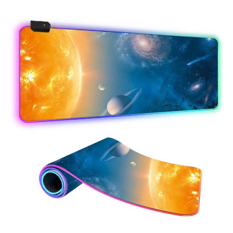 Star Mouse Pad подложка за мишка за бюро с LED осветление, гума и плат, едностранна, игрова е-спорт подложка, термален трансфер, отпечатано лого