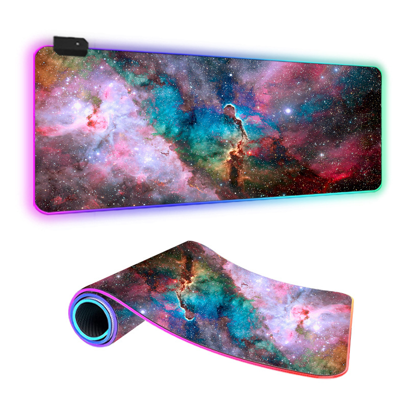 Star Mouse Pad подложка за мишка за бюро с LED осветление, гума и плат, едностранна, игрова е-спорт подложка, термален трансфер, отпечатано лого