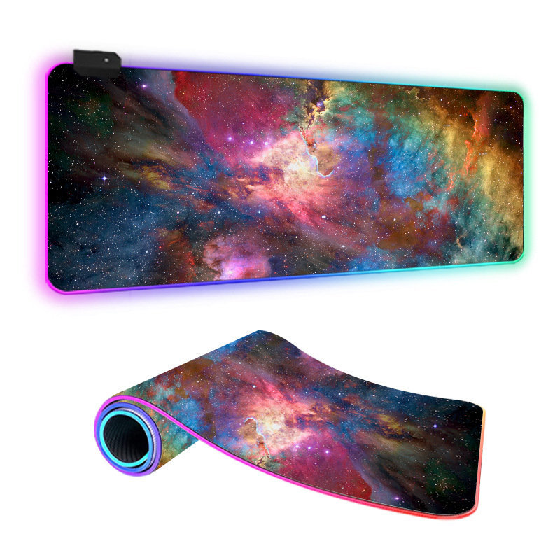 Star Mouse Pad подложка за мишка за бюро с LED осветление, гума и плат, едностранна, игрова е-спорт подложка, термален трансфер, отпечатано лого