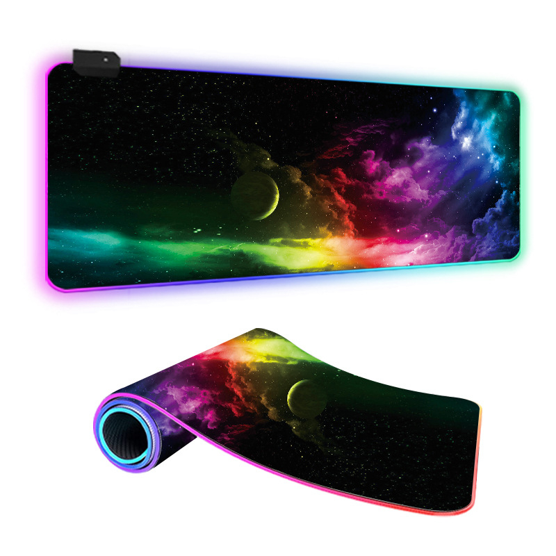 Star Mouse Pad подложка за мишка за бюро с LED осветление, гума и плат, едностранна, игрова е-спорт подложка, термален трансфер, отпечатано лого