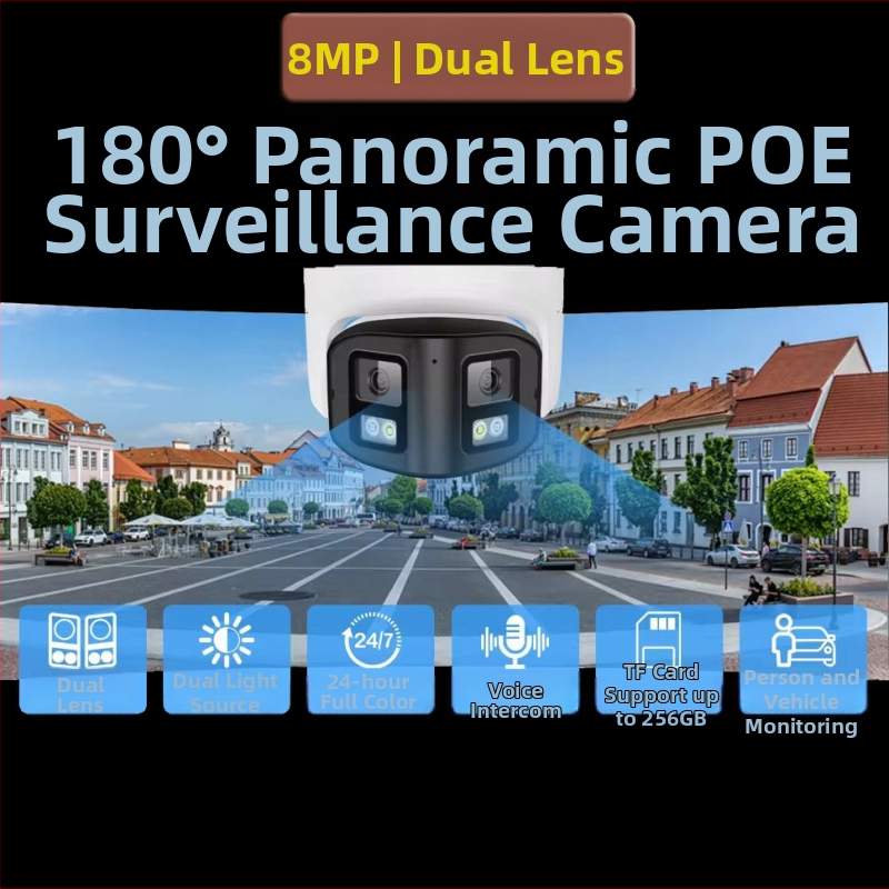 4K daljinska dvostruka panoramska IP kamera s PoE, noćni vid, za unutarnju i vanjsku upotrebu