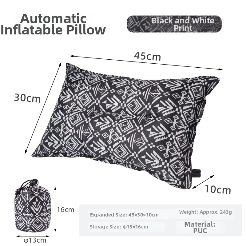 CLS nafukovací vankúš na cestovanie a kempovanie, ručná pumpa, pre 1 osobu, 243 g, materiály: koža, PU a pena s vysokou odolnosťou