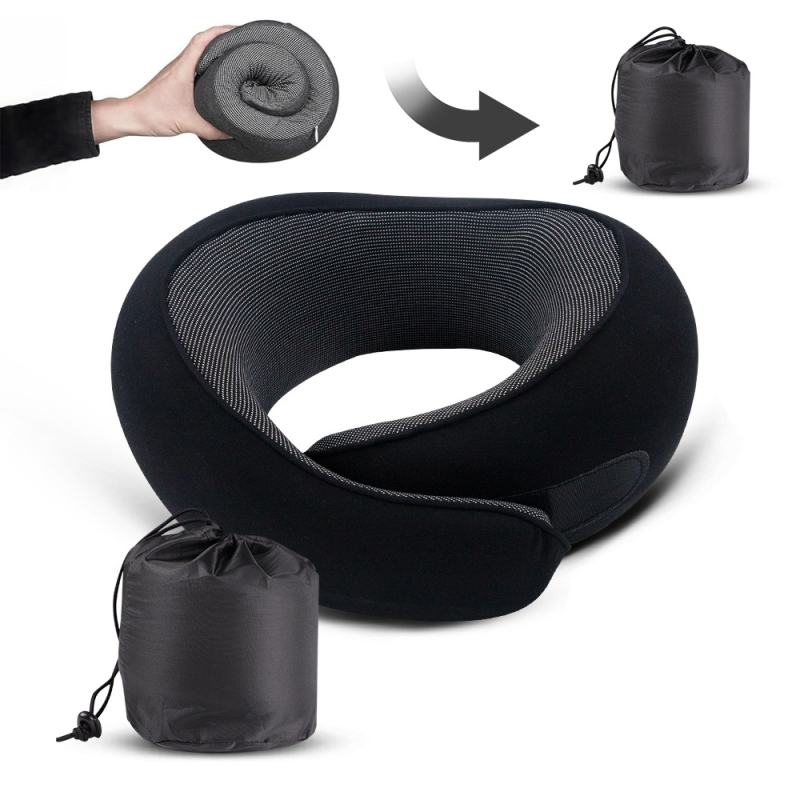 Jastuk za vrat od memorijske pjene, U-oblik, prijenosni putnički jastuk, prilagodljiv za odrasle, visina 10,1–15 cm, masa 0–0,5 kg