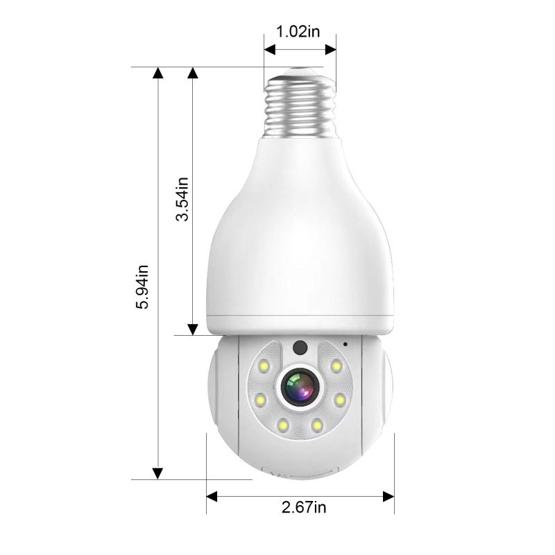 Camera bec E27 cu Wi‑Fi și PTZ, iluminare minimă 0.001 lux, utilizare în interior, alimentare 220V, notificări push