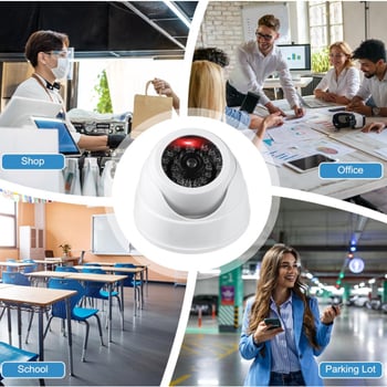 Falošná bezpečnostná kamera so dvomi kamerami a svetlami, rozlíšenie 3MP/2K, 2,4 mm objektív, vnútorné použitie, IR dosah 60 m