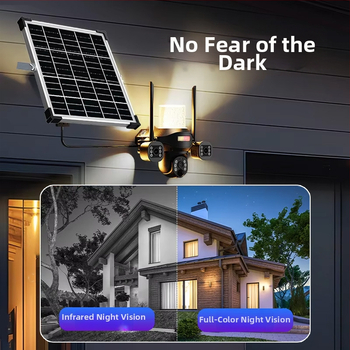 Solarna kamera za dvorište s LED svjetlom, vanjska, noćni vid, daljinsko praćenje i detekcija pokreta