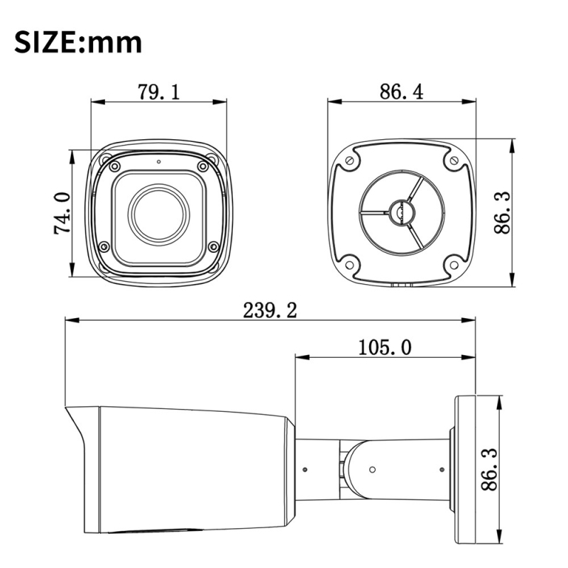 IP kamera s 5x zumom i AI prepoznavanjem lica, PoE (IR domet 30; radna temperatura -10–60°C; metalno kućište; unutarnja/ vanjska upotreba)