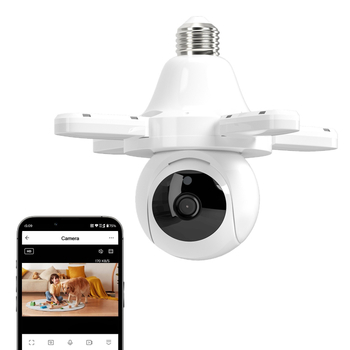 Cameră bec E27 cu Wi-Fi, interior, iluminare minimă 0.002 lux, compensare iluminare de fundal, 110–240 V, funcție alarmă
