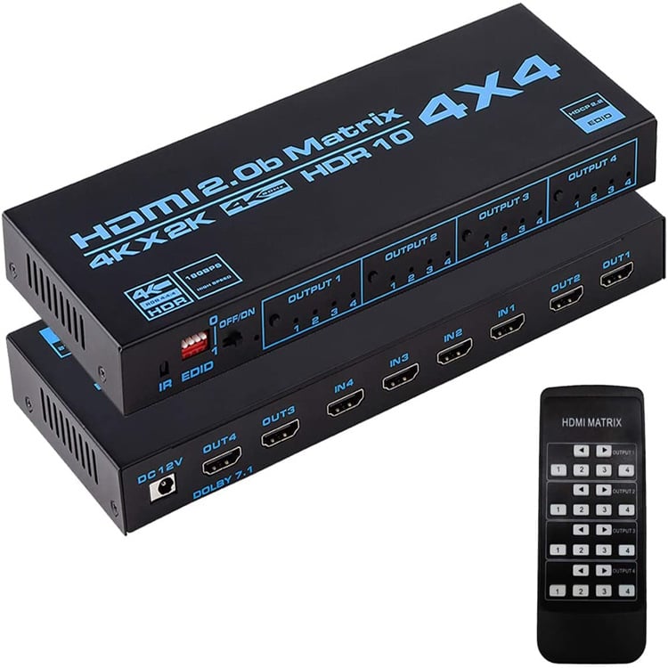 HDMI 4x4 matricijski preklopnik s 4 ulaza/4 izlaza, podrška 4K60Hz, HDCP 2.3, daljinsko buđenje, upravljanje napajanjem