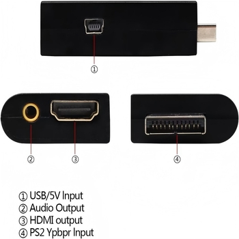PS2 na HDMI adapter za PS2 konzolu, 480p video konverzija