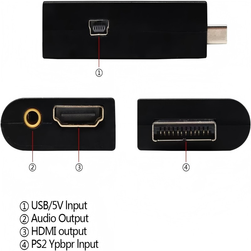 PS2 na HDMI adapter za PS2 konzolu, 480p video konverzija