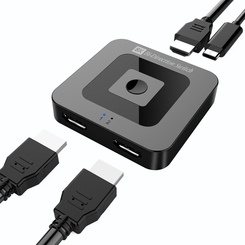 Xin Ju Feng xjf-01Q8K comutator HDMI 2 intrări 1 ieșire, 8K60Hz, plug‑and‑play, pentru TV/PC