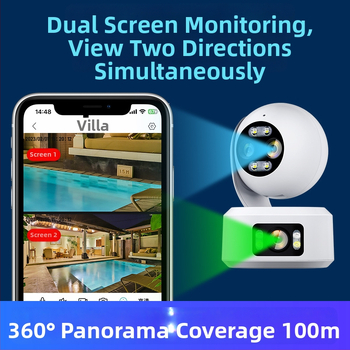 Cameră de supraveghere cu două lentile, PTZ interioră, Wi‑Fi, Full HD (0.002 lux, -40°C până la 70°C, 5V, Compensare iluminare de fundal, Alarmă)