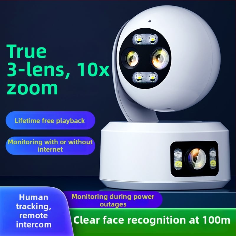 Cameră de supraveghere cu două lentile, PTZ interioră, Wi‑Fi, Full HD (0.002 lux, -40°C până la 70°C, 5V, Compensare iluminare de fundal, Alarmă)