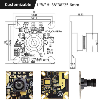 Μονάδα κάμερας USB με αισθητήρα 8MP IMX415, 4K30 βίντεο, σταθερή εστία, ενσωματωμένο μικρόφωνο