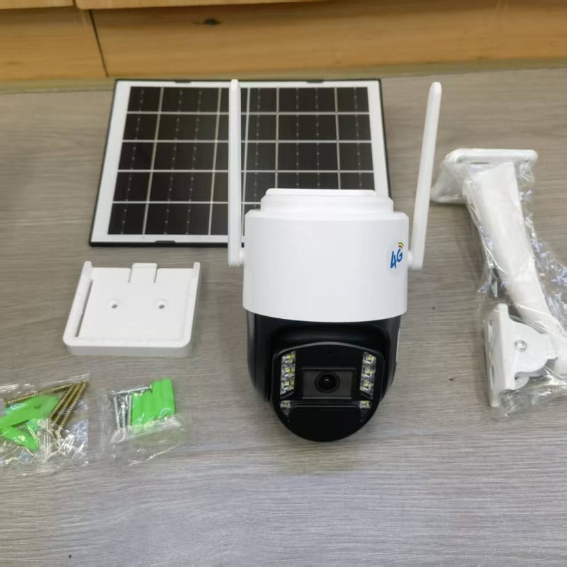 Cameră solară de rețea Okampro, înregistrare 24h, exterior, obiectiv 3,6 mm, ABS