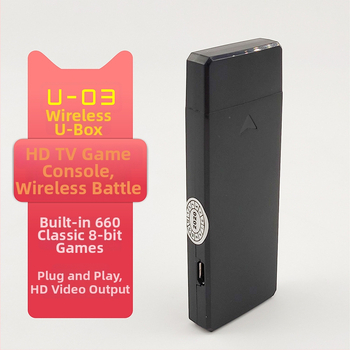 8-bitová mini HDMI televízna herná konzola U-03 s 660 NES hrami, bezdrôtové 2.4 GHz pre dvoch hráčov, 256 MB pamäte