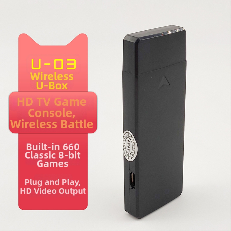 8-bitová mini HDMI televízna herná konzola U-03 s 660 NES hrami, bezdrôtové 2.4 GHz pre dvoch hráčov, 256 MB pamäte