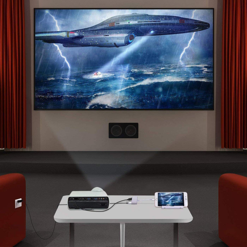 Comutator HDMI pentru dispozitive Apple — model L-8, oglindire 1080p a ecranului de pe iPhone/tabletă către TV/proiector