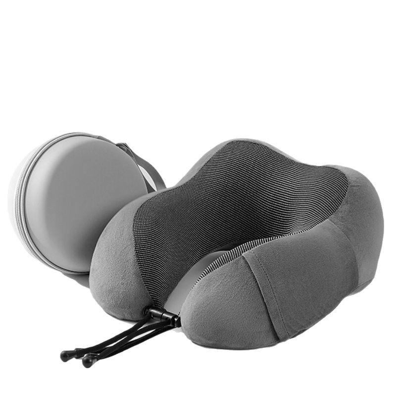 Pernă de gât U, din spumă cu memorie, ușoară și portabilă, logo personalizat, pentru avion și tren, țesătură din fibră magnetică + spandex moale