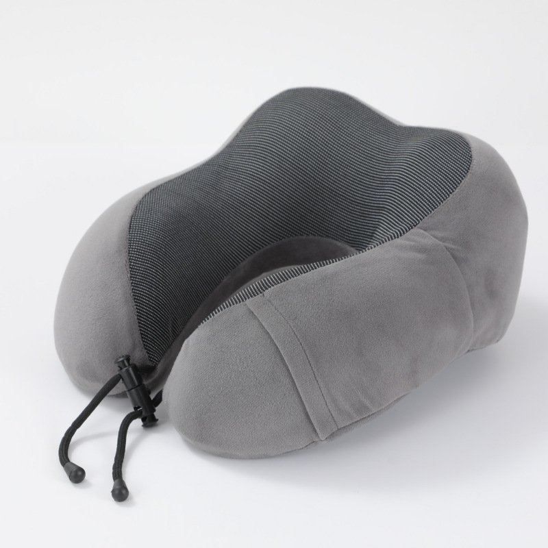 Pernă de gât U, din spumă cu memorie, ușoară și portabilă, logo personalizat, pentru avion și tren, țesătură din fibră magnetică + spandex moale