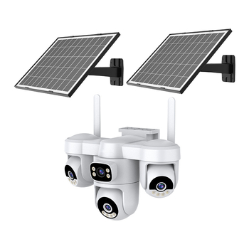 Cameră de supraveghere solară 4G pentru uz casnic, exterior, wireless, vedere pe timp de noapte la 360°, cameră HD, baterie 12000mAh, panouri solare duale de 7W, alimentare 5V