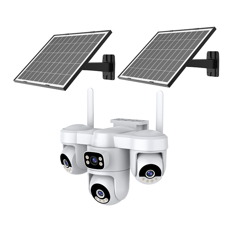 Cameră de supraveghere solară 4G pentru uz casnic, exterior, wireless, vedere pe timp de noapte la 360°, cameră HD, baterie 12000mAh, panouri solare duale de 7W, alimentare 5V