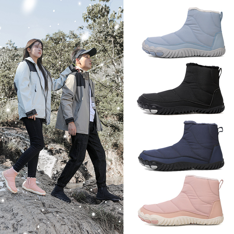 Ghete de drumeție de iarnă, unisex, înalte, căptușite cu fleece, impermeabile, talpă din cauciuc antiderapantă și fermoar lateral