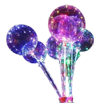 Balon LED transparent – Rose Wave Ball, folie de aluminiu, formă rotundă; potrivit pentru Ziua Îndrăgostiților, nunți, zile de naștere