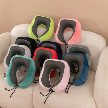 Pernă de gât în formă de U pentru călătorii, cu nucleu din catifea cristal și suport cervical pentru adulți