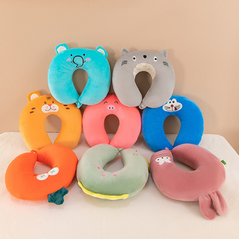 Pernă de gât în formă de U pentru călătorii, cu nucleu din catifea cristal și suport cervical pentru adulți