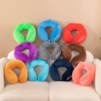 Pernă de gât în formă de U pentru călătorii, cu nucleu din catifea cristal și suport cervical pentru adulți