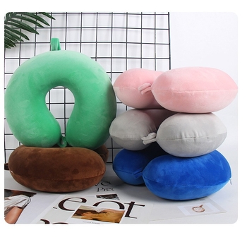 Pernă de gât în formă de U pentru călătorii, cu nucleu din catifea cristal și suport cervical pentru adulți