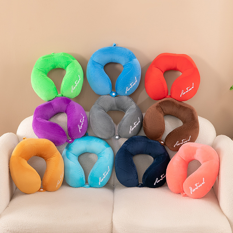 Pernă de gât în formă de U pentru călătorii, cu nucleu din catifea cristal și suport cervical pentru adulți