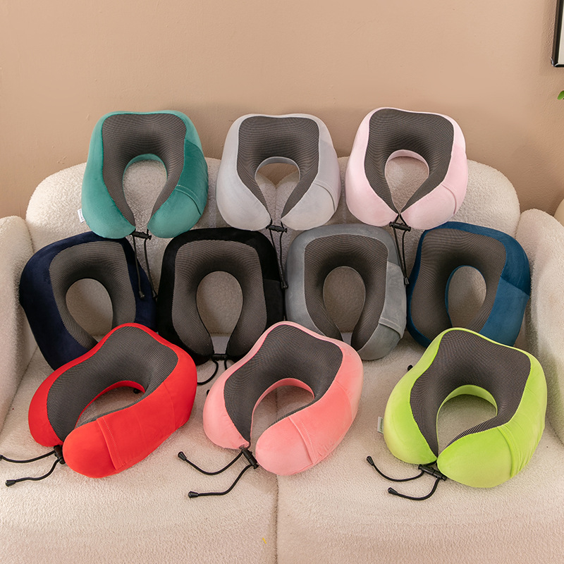 Pernă de gât în formă de U pentru călătorii, cu nucleu din catifea cristal și suport cervical pentru adulți