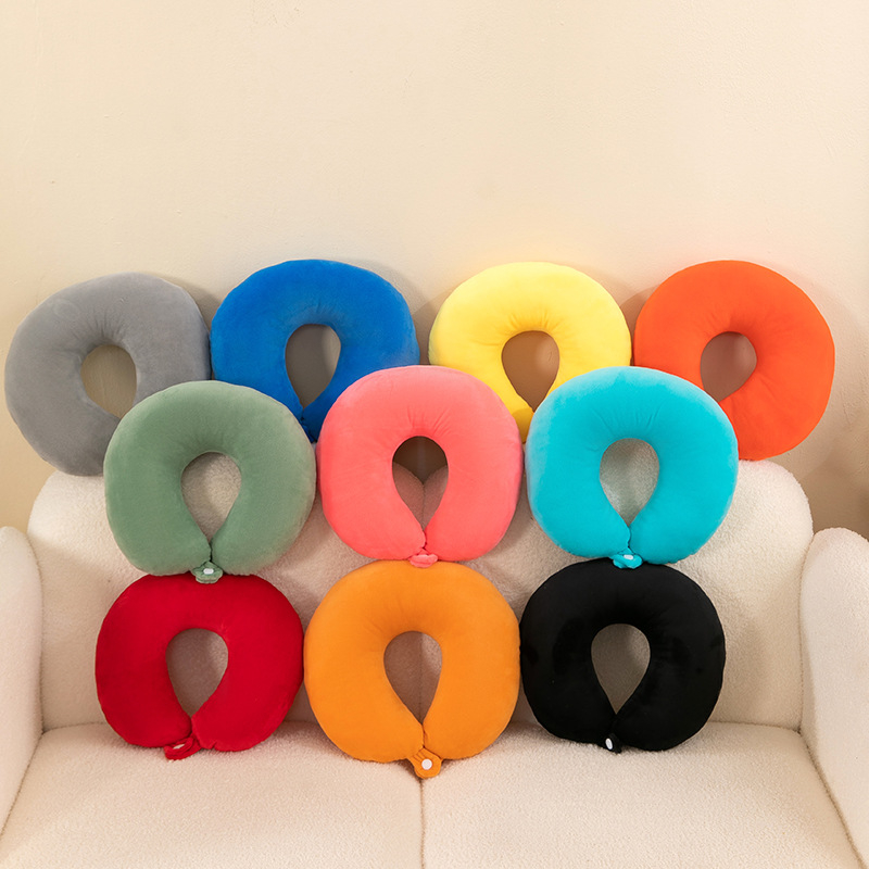 Pernă de gât în formă de U pentru călătorii, cu nucleu din catifea cristal și suport cervical pentru adulți