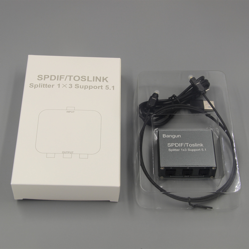 FS-T-115 Divizor audio optic digital TOSLINK 1 intrare 3 ieșiri (Dolby Digital, DTS 5.1)