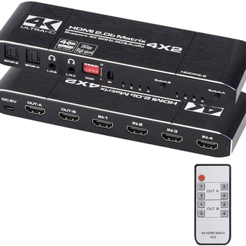 ORIGHT HDMI 2.0 matrica sa switchom 4x2 s razdvajanjem zvuka, HDCP2.2, 4K60Hz