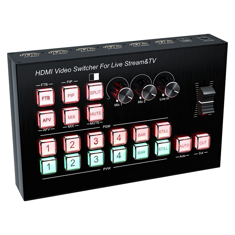 HDMI prekidač za režiju s 4 ulaza i 2 izlaza, Type-C ulaz za snimanje, OSD zaslon, 1080P, model HD-09