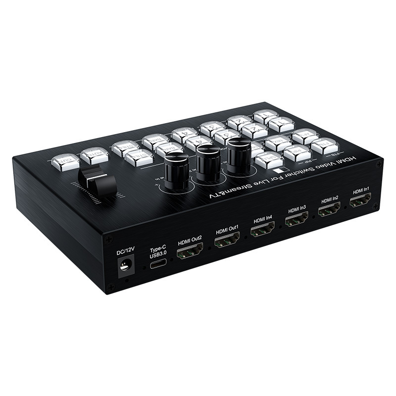 HDMI prekidač za režiju s 4 ulaza i 2 izlaza, Type-C ulaz za snimanje, OSD zaslon, 1080P, model HD-09