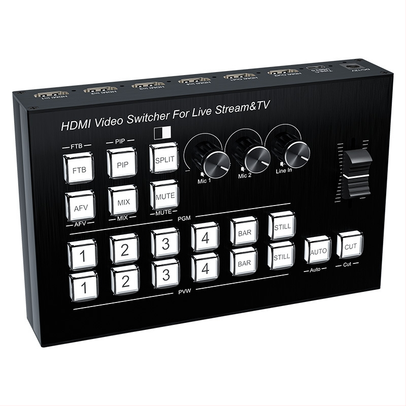 HDMI prekidač za režiju s 4 ulaza i 2 izlaza, Type-C ulaz za snimanje, OSD zaslon, 1080P, model HD-09